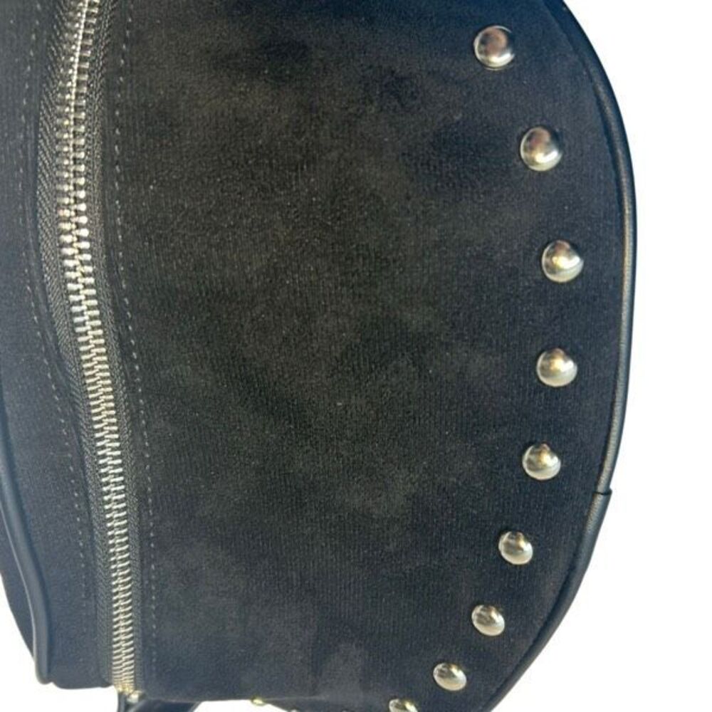 Ahdorned Black Vegan Faux Suede Studded Boho Belt Bag Crossbody Sling Purse - Picture 7 of 13